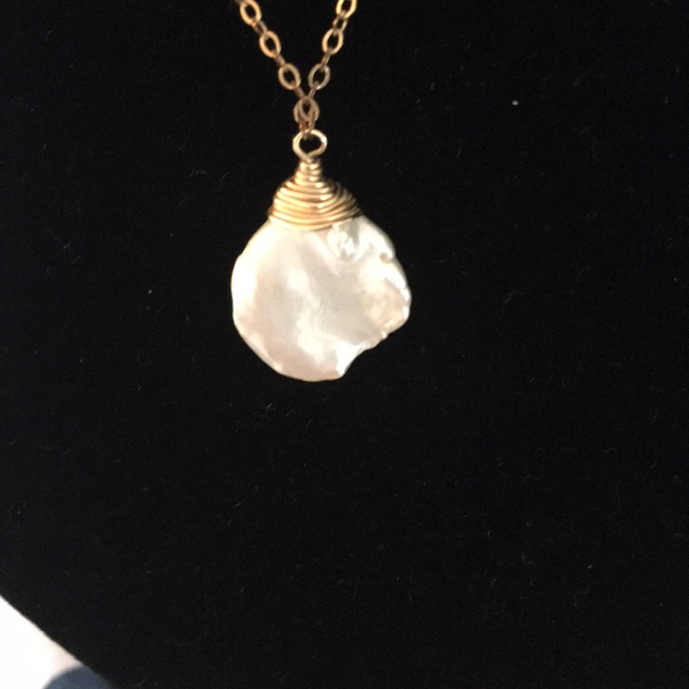 Pearl pendant and gold filled chain